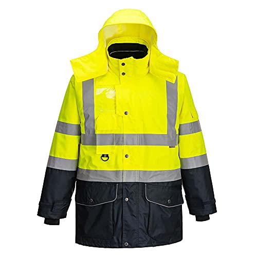 Portwest S426 Hi-Vis 7-in-1 Arbeitsjacke mit Kontrast, 3 XL, Gelb und Dunkelblau, 1