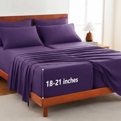 Image of CozyLux 7-Piece Split King Sheets, Fits 18-21 Inch Mattresses, Oeko-TEX