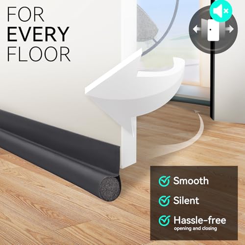 Image of MAXTID Under Door Draft Stoppers 36 Inch Grey Door Draft Blocker Draft Stoppers for Bottom of Doors Seal Gap Reduce Wind /Breeze, Cold Air, Dust, Smoke, Door Seal Strips Sweeps