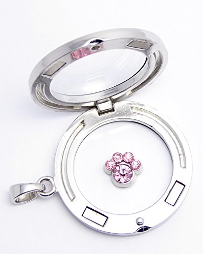 Cherityne October Birthstone Pink Rhinestone Cat/Dog Animal Paw Floating Charm For Locket Pendants #TOP1