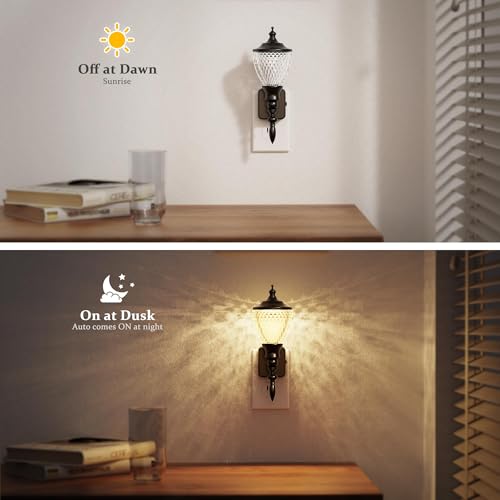 Image of JandCase Night Lights Plug into Wall, 3000K Soft White, Dusk to Dawn Sensor | 0-100LM Dimmable Industrial Night Light, for Bedroom, Bathroom, Living Room, Hallway