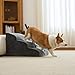 Hundetreppe für kleine Hunde, 3 Stufen 40cm Hoch Haustiertreppe, Waschbar rutschfest, Katzentreppe für Alte Katzen Für Bett, Sofa, Couch Grau