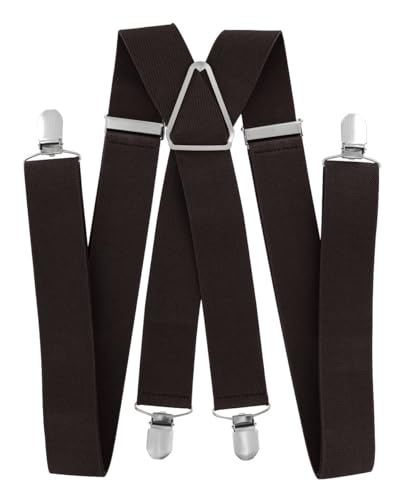 axy Hosenträger für Herren breit 3,5 cm in X-Form mit 4 Hosenträger Clips extra stark längenverstellbar 35mm