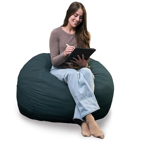 Image of Big Joe Fuf 4Ft Foam Bean Bag Chair with Removable Cover for Kids, Teens, Deep Sea Velveteen, Durable Woven Polyester, 4 Foot Large Reading and Gaming Seat | Premium Shredded Foam Filled, Velveteen, Adult-Sized Comfortable Seating, Supports Up to 300 lbs