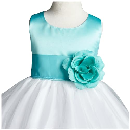 Color Satin Top Rose Petal Tulle Flower Girl Birthday Dress Wedding4