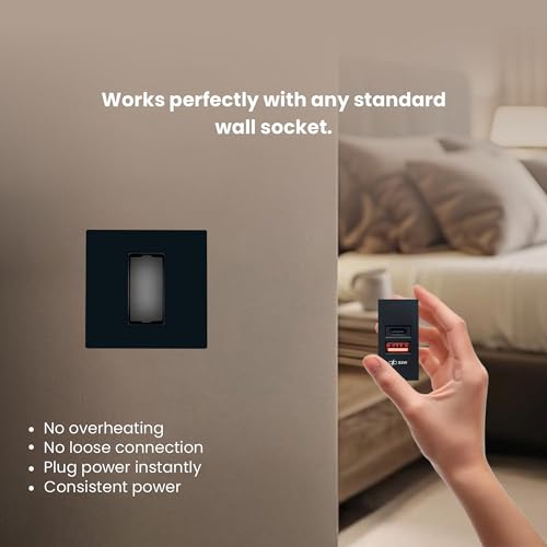 Image of MX USB Charger 35W GaN A+C Modular Module, USB-C & USB-A Fast Charging Socket for Switch Board, 22.5 x 45 mm Modular Plate, 90-270V AC Input, Wall Mounted Charger for Home & Office Panels, Black