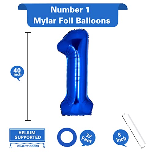 40 Inch Giant Navy Blue Number 1 Balloon, Helium Mylar Foil Number Balloons For Birthday Party, 1St Birthday Decorations For Kids, Anniversary Party Decorations Supplies (Navy Blue Number 1) #TOP1