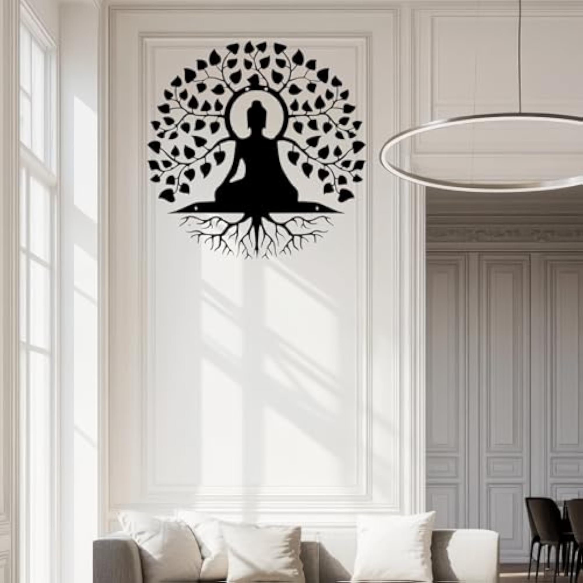 Metal Buddha Hanging Wall Decor, 40 cm Black