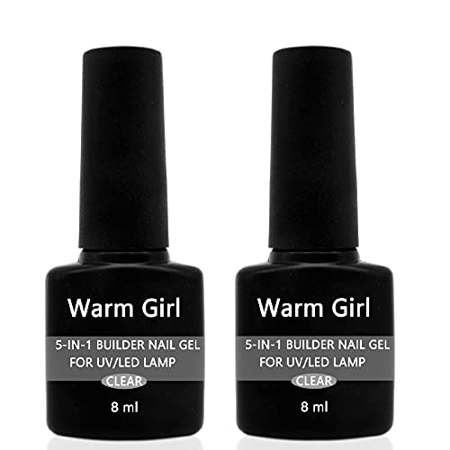 2pcs 8ml 5 En 1 Esmalte de Uñas Fortalecedor UV LED, Gel Transparente para Uñas Duras y Fuertes, Da Forma y Alarga Tus Uñas, Para Decoración de Uñas, Fácil de Retira, Manicura Profesional Cover