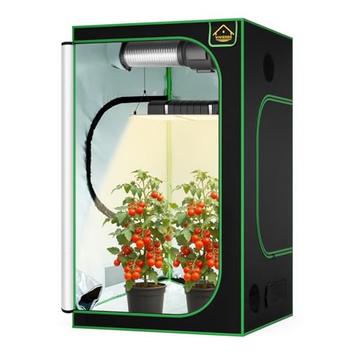 HORTIKRAFT 1.2x1.2x2m Grow Tent, 600D Mylar Hydroponic Indoor Greenhouse with Highly Reflective Lining, Steel Frame & Removable Floor Tray