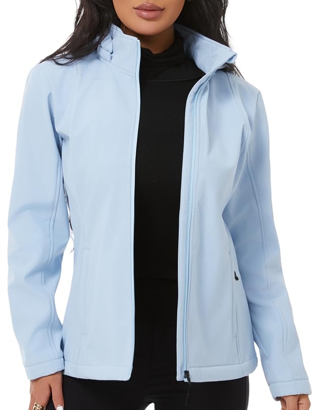 KVE Women's Hooded Softshell Jacket Fleece Lined Coat