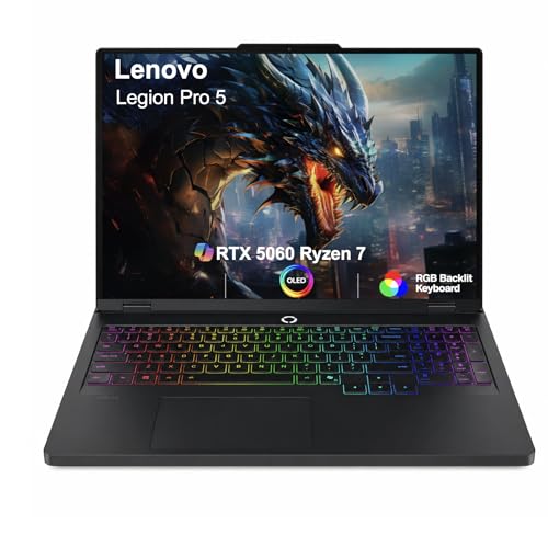Lenovo Legion Pro 5 AI Gaming Laptop 16.0' 165Hz OLED WQXGA Display (AMD Ryzen 7 8745HX, GeForce RTX 5060 8GB, 32GB DDR5, 1TB M.2 PCIe SSD, RGB KB, WiFi 7, Webcam, Bluetooth 5.4, Win 11 Pro)