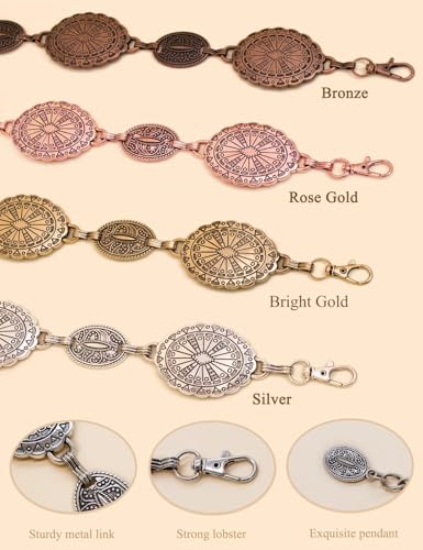 Image of TOPACC Western Metal Concho Belt for Women Cowgirl Chain Belts for Dresses Jeans Country Concert Outfit