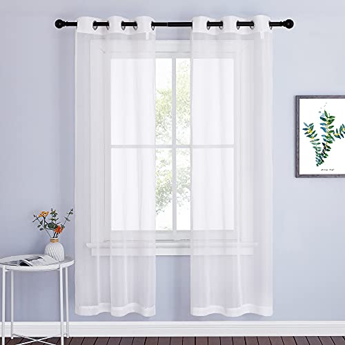 Image of NICETOWN Ivory Sheer Curtains 72 inch Length - Grommet Living Room Curtain Panels Voile Textured Soft and Lightweight Window Treatments for Bedroom /Flat, W37 x L72, 2 Pieces