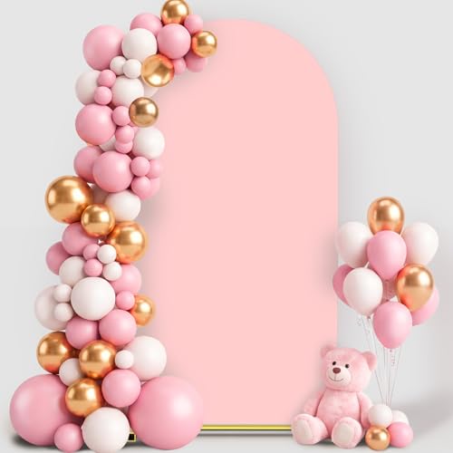 Vowparty 6FT Wedding Arch Backdrop Cover Pink Spandex Arch Covers Stretchy Backdrop for Wedding Birthday Party Baby Shower Ceremony Banquet Decoration