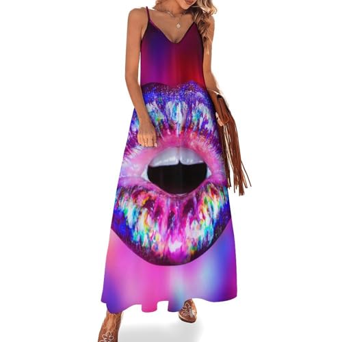 Robe longue violette femme pour été sans manches style bohème chic plage