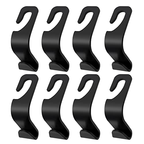 VooGenzek 8 Piezas Gancho para Asiento de Coche, Ganchos para Auto, Ganchos para Almacenamiento de Coche, para Bolsa de Compras, Bolso de Mano, Botellas de Agua (Negro)