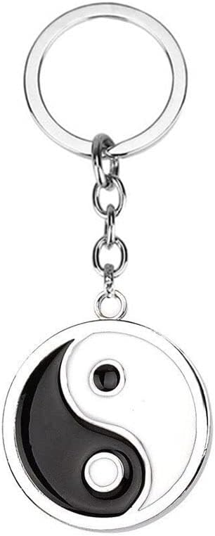 ShiQiao Spl Ying Yang Keychain for Women and Men, Silver, Lightweight, Unisex Birthday Gift