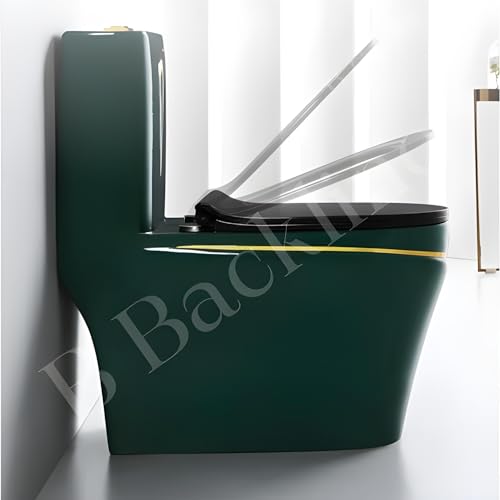 Image of B BACKLINE Ceramic One Piece Floor Mounted Western Toilet /Syphonic Commode /European Commode /Water Closet 12 inch Distance From Wall To Outlet, S Trap Outlet Is From Floor (Dark Green Glsosy)