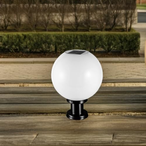 Lampe solaire extérieure globe blanc résistant aux intempéries en acier inoxydable