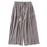 GURUNVANI Herren-Hose mit weitem Bein, japanische Yoga-Haremshose, Hip-Hop, lockere Hose, GRAU, M