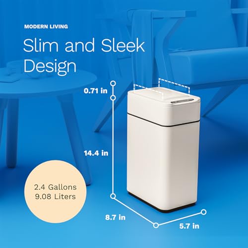 hOmeLabs Durable 2.4 Gallon Sensor Trash Can, Retractable Butterfly Lid, Batteries Included, Space-Efficient, Easy Clean, Battery-Powered