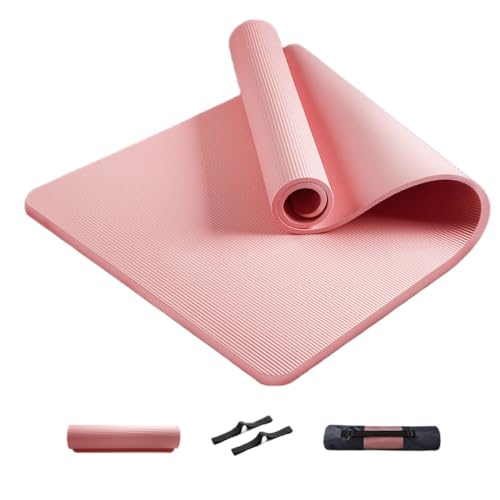 Brfveob 厚さ20mm ヨガマット エクササイズマット 軽量 洗える ヨガマットストラップ 収納BOX付き ゴム 滑り止め ピラティスマット (ピンク,185*80cm)