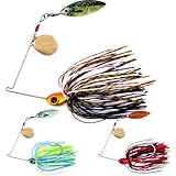 FishTrip Spinner Baits for Bass Fishing,3Pcs SpinnerBaits Jig Lures Swimbait Willow Colorado Blade Tandem Spinners (3/16oz)