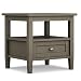 Simpli Home Warm Shaker Solid Wood End Side Table, Farmhouse Grey