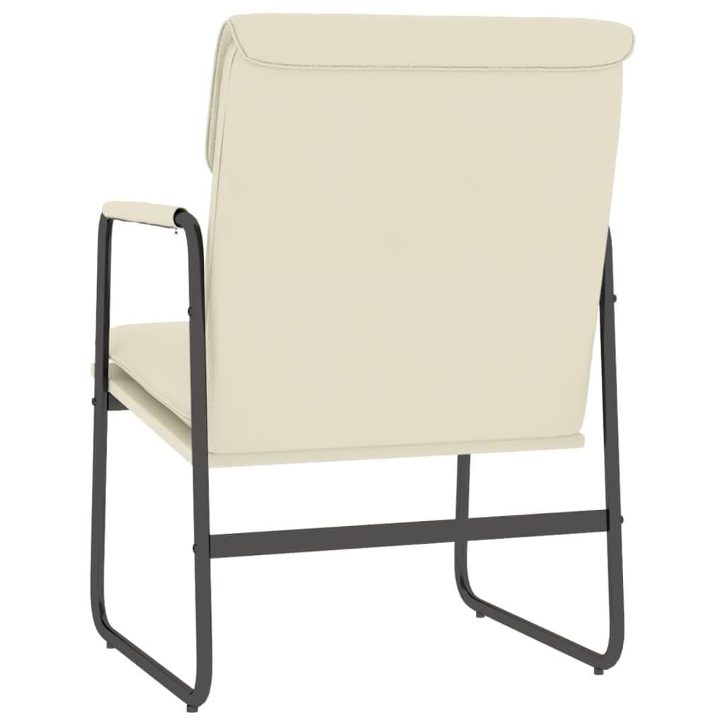 Fotel wypoczynkowy, kremowy, 55 x 64 x 80 cm, sztuczna skóra, fotel relaksacyjny do salonu, sypialni, biura, przytulna sofa wewnętrzna, wygodne siedzenie