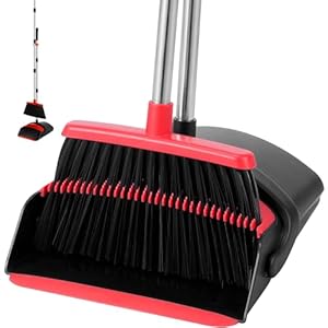 Broom and Dustpan Set House Brooms for Sweeping Indoor Broom with Dust Pan Combo Set for Home Office Kitchen Lobby Floor Pet Hair Indoor&Outdoor Cleaning