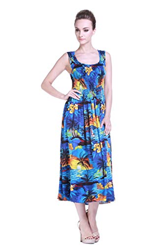 Image of Hawaii Hangover Family Matching Hawaiian Clothes, Sunset Blue | Family matching Hawaiian outfits, Sunset Blue, lightweight rayon, machine washable, tropical print, luaus, cruises