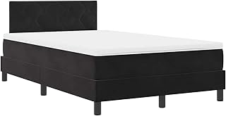 Boxspringbett mit Matratze Schwarz 120x190 cm Samt Beleuchtung verstellbares Kopfteil – modernes Schlafzimmerbett für Entspannung Lesen