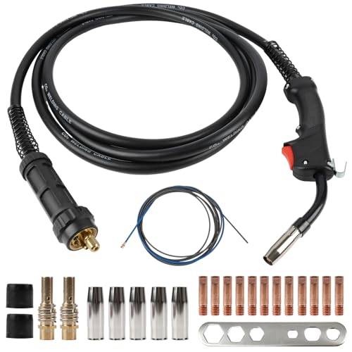 15AK MIG Chalumeau de Soudage avec Ensemble de Tuyaux de Gaz de Protection de 23 Pièces, Prise Européenne, col Flexible, fil Spiralé, Compatible avec MIG/MAG NBC250/280 et CO₂ Machines de Soudage