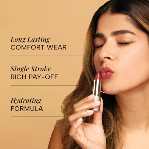 Image of RAS Luxury Oils Lumiere Satin Matte Lipstick | 8-Hr long stay Creamy Matte, Non-Drying, Lightweight & Pigmented | Natural infusion of Argan & Avocado | Vegan, Cruelty-Free