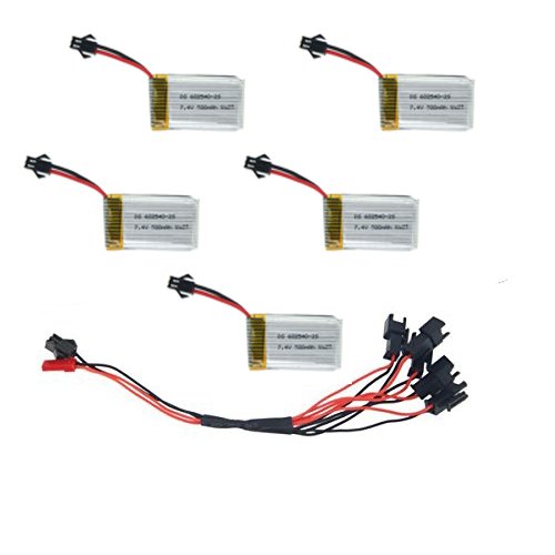 UUmart 7.4V 500mAh Batteries with Multi-Port Charge Cable for JJRC H8C-1 H8C-2 H8C-3 DFD F182 F183 RC Quadcopter Spare Parts