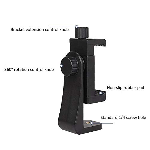Image of BKN Universal Tripod Mount Adapter Clip with Adjustable Clamp for Mobile Phone, Smartphones & All Types of Tripods (Black)