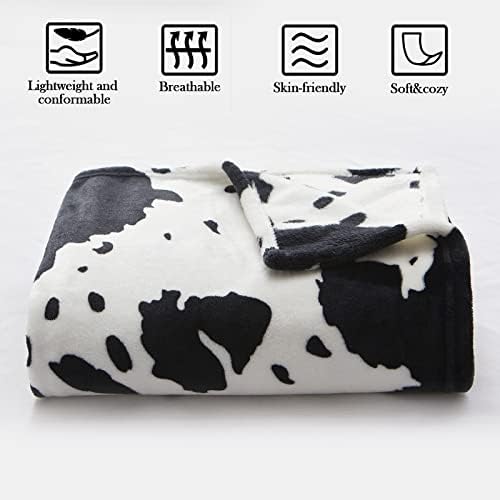 Bold And Brash Cow Print Blanket Fluffy, Soft Cosy Cow Pattern Fleece Blanket Throw for Bed Sofa Couch Chair, All Season 50x60 inch