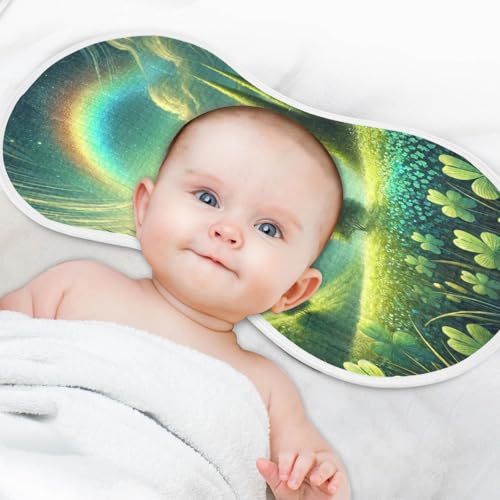 St Patricks Rainbow Emerald Baby Burp Cloths Absorbent Muslin Soft Burp Cloth Rags Cotton Burp Clothes for Newborn Girl Unisex Boy 1 Pack 22x11 Inches4
