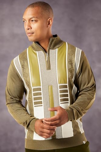 STACY ADAMS Men's Faux Leather Trimmed Dressy Sweater4