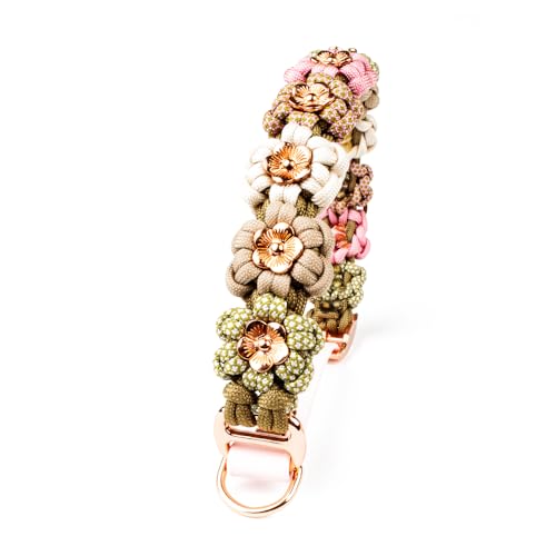 Hundehalsband Tierluxe Blumen Paracord (Rosa, XL Halsumfang 40-46 cm)