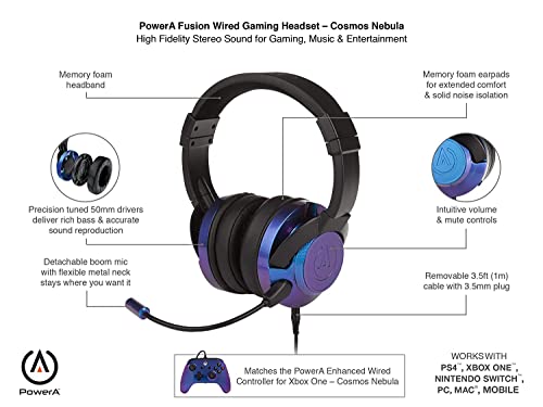 Image of PowerA Fusion Wired Stereo Gaming Headset with Mic for Playstation 4 (PS4), Xbox One, X,+Cosmic Byte GS410 Headphones with Mic and for PS5, PS4, Xbox One, Laptop, PC, iPhone and