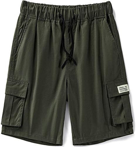 LTIFONE Mens Cargo Shorts Casual Drawstring Elastic Pants Premium Waist Relaxed Summer Outdoor Shorts with Pockets Army Green