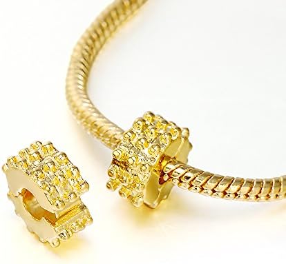 RUBYCA 10pcs Gold Color Clip Lock Stopper Clasp Beads DIY fit European Charm Bracelet Model 084