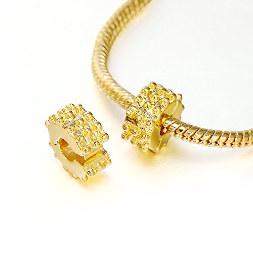 RUBYCA 40pcs Gold Color Clip Lock Stopper Clasp Beads DIY fit European Charm Bracelet Model 084