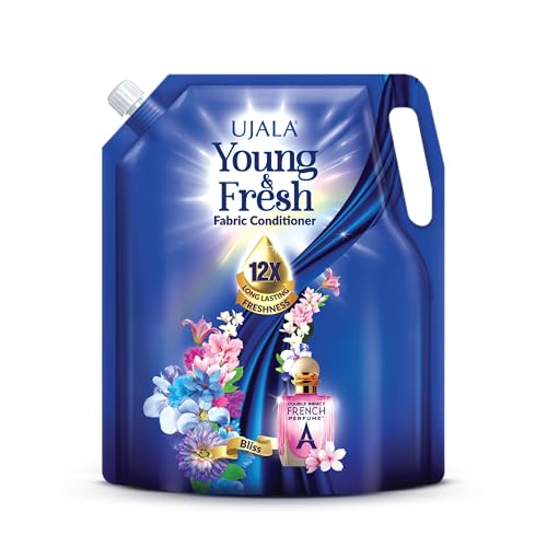 Image of UJALA Young & Fresh Fabric Conditioner - 2L Pouch [ Bliss ] | After Wash Fabric Conditioner with Long-Lasting Fragrance | Powered with French Perfume | for Bucket Wash and Machine Wash,Liquid