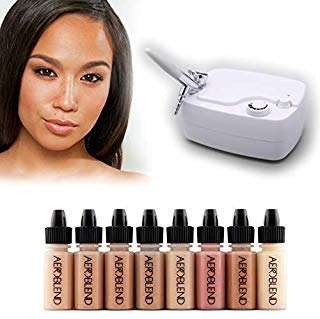 Aeroblend Airbrush Makeup Personal Starter Kit - Tan Foundation - With 8 Color Set