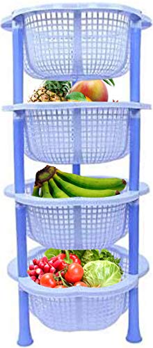 Image of TeDeMel Plastic Rack Desire Virgin Plastic Dish Rack for Onion,Potato & VegetablesTray Basket for Kitchen Household, Office Use & Multipurpose Storage (Desire 4, Blue)