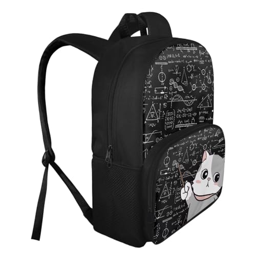 Cute Kitten Kids' Backpacks & Lunch Boxes Chalkboard Girls Bookbag with Lunch Box Girls Small Backpack for Camping Rectangle Lunch Boxes MultiPurpose Pencil Box for Kids2
