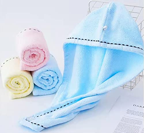 Anller Pacote com 2 toalhas de cabelo de algodão, toalha de secagem de cabelo com botão para mulhere
